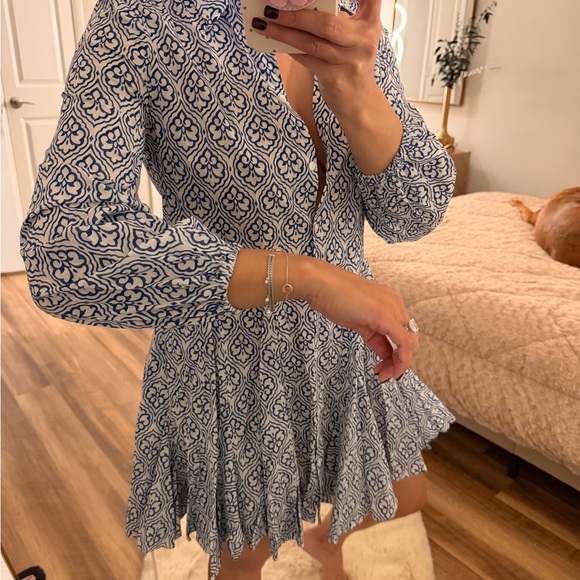 Zara Elegant Blue and White Long Sleeve Dress - Picture 3 of 7
